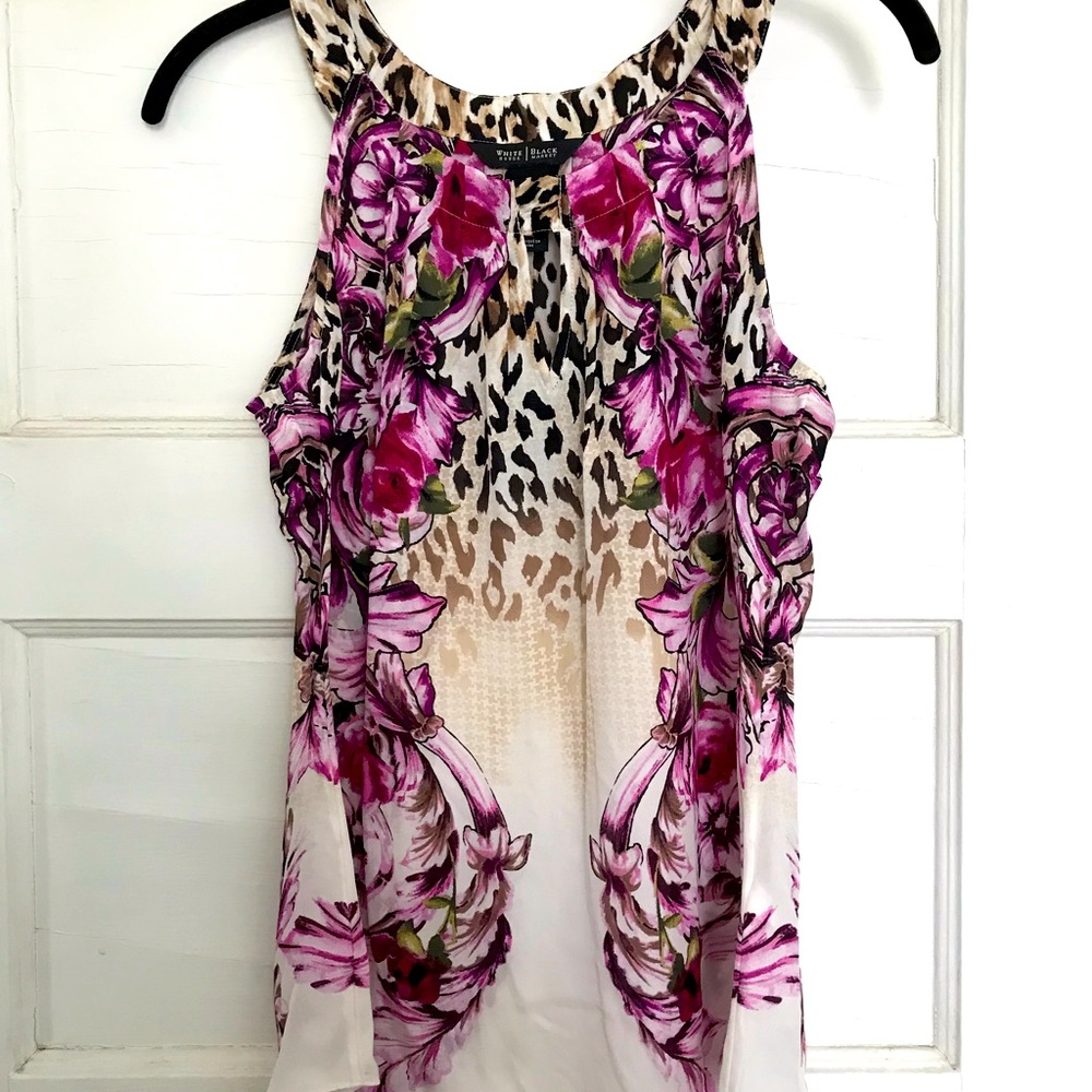 WHBM l Flower -Lepord  Silk Top